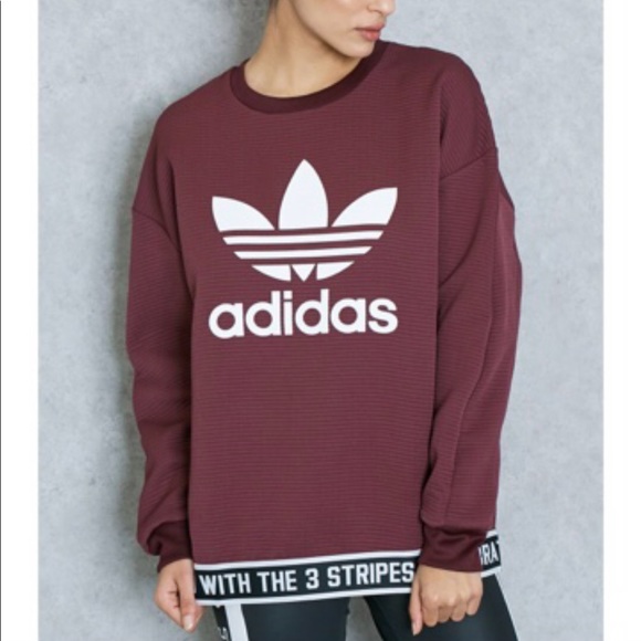 Adidas trefoil sweatshirt maroon Clearance